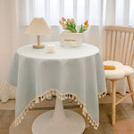 Nappe en coton-lin à pompons, tombé souple — coloris