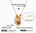 Collier cœur zircon en acier inoxydable — placage or PVD, 4 finitions