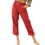Pantalon femme uni à taille élastique — coupe fluide