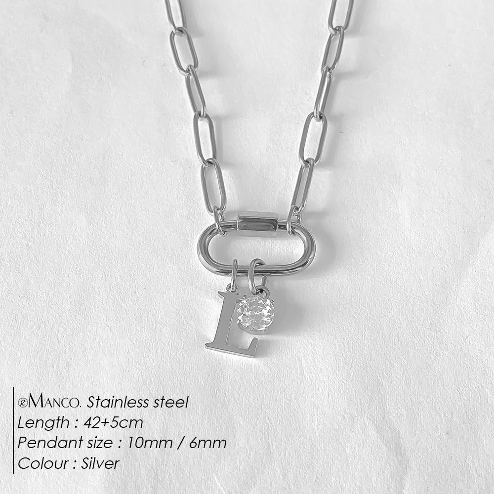 Collier lettre à personnaliser — initiale A à Z, acier inoxy — coloris