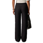 Pantalon large taille haute, ceinture à nouer