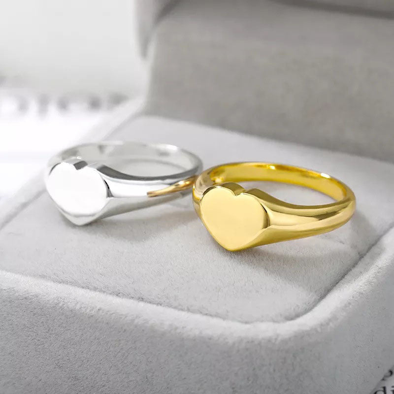 Bague cœur en acier inoxydable plaqué or 18 carats