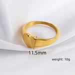 Bague cœur en acier inoxydable plaqué or 18 carats — coloris