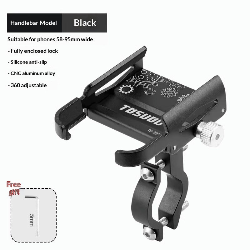 Support téléphone vélo en aluminium — verrou six griffes, 55 à 95 mm