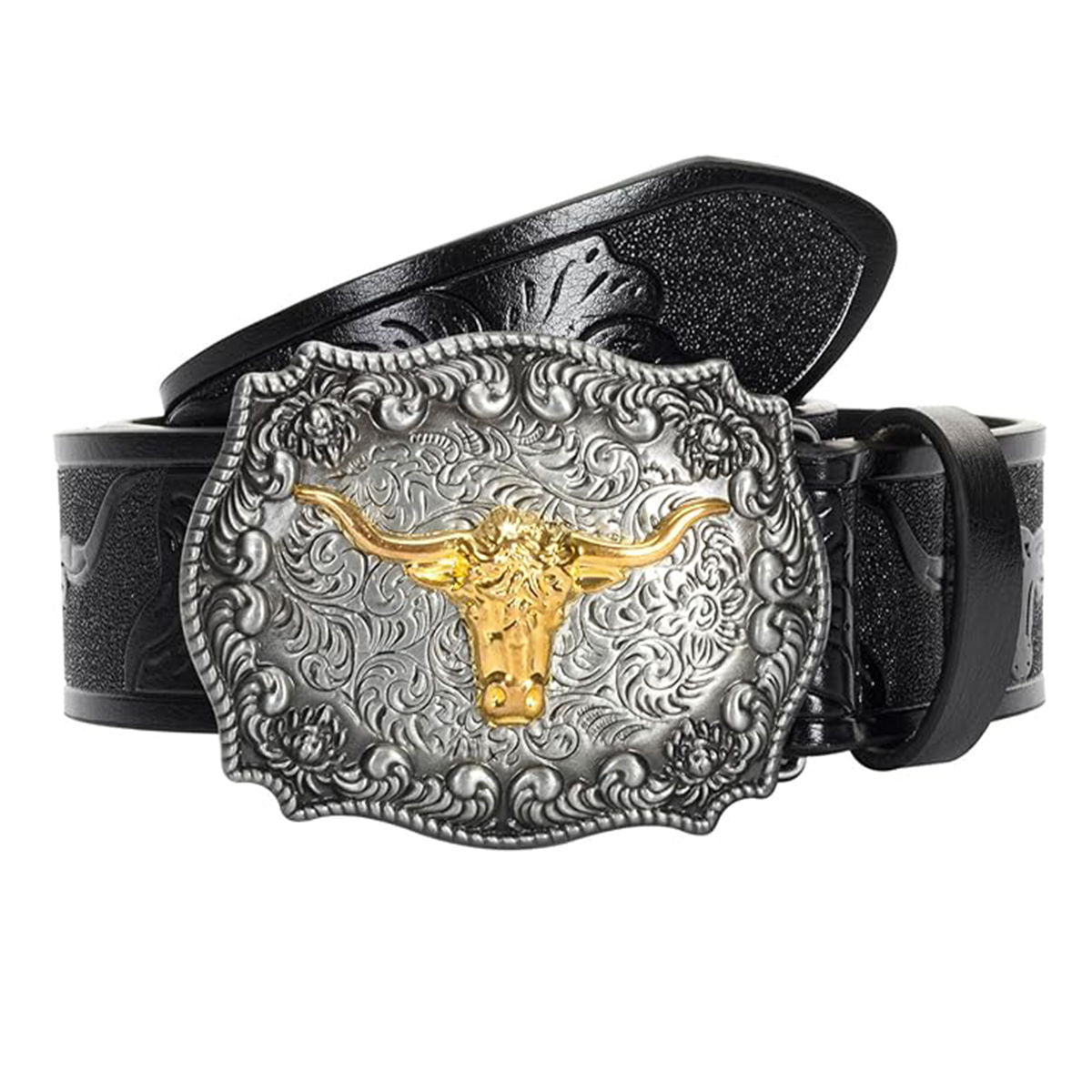 Ceinture homme western à boucle tête de longhorn