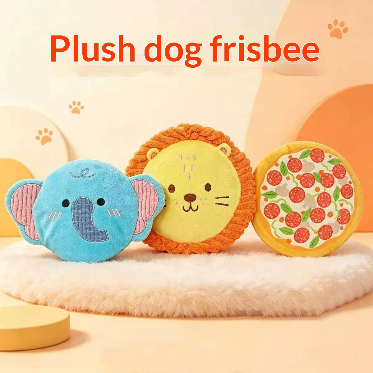 Disque en peluche pour chien — couineur et papier froissant