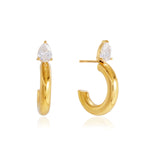Boucles d’oreilles en C serties de zircons — acier titane