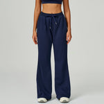 Pantalon droit en molleton, cordon et poches