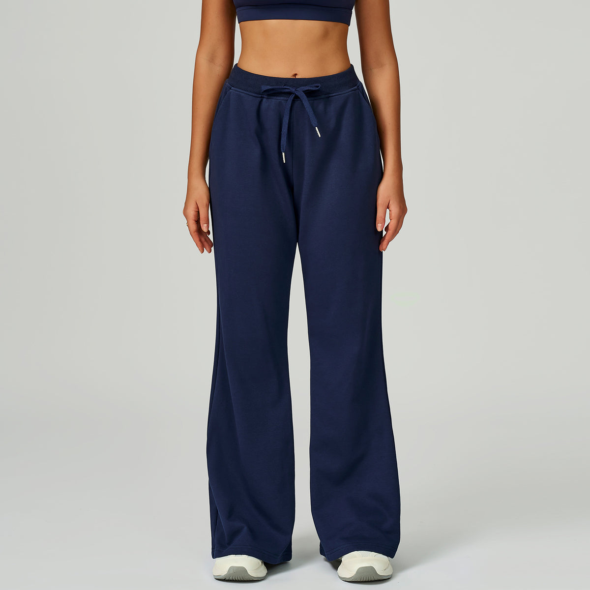 Pantalon droit en molleton, cordon et poches