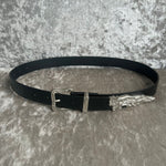 Ceinture mixte à boucle et embout ciselés, ligne western