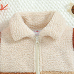 Veste sherpa enfant à col chemise — zippée, bicolore