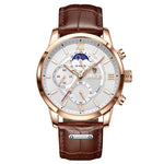 Montre homme multifonction à trois compteurs et bracelet cuir