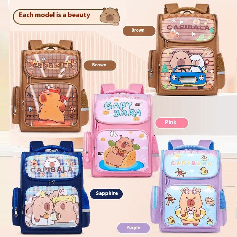 Cartable primaire à motif capybara — petit ou grand format