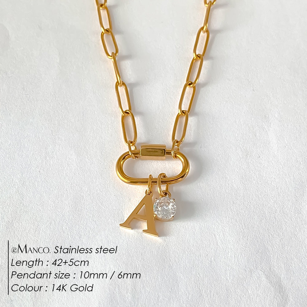 Collier lettre à personnaliser — initiale A à Z, acier inoxy — coloris
