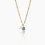 Collier chaîne à perles avec pierre de naissance — 12 mois, doré ou argenté