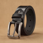 Ceinture homme en cuir — boucle à ardillon, gris ou café