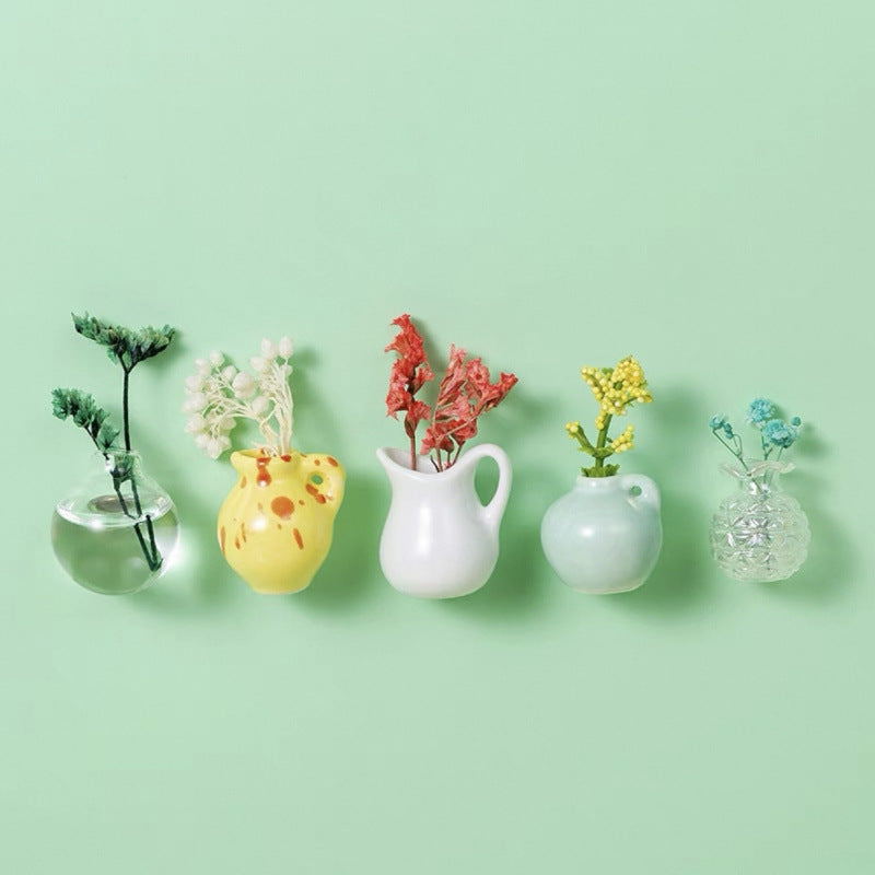 Mini vases magnétiques en céramique, lot de cinq