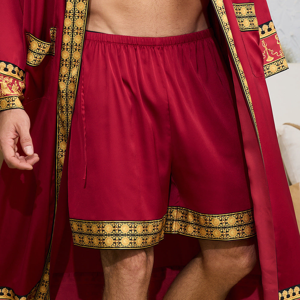 Short d’intérieur satiné à motif baroque — coloris