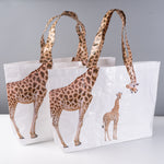 Cabas tressé imperméable à motif girafe