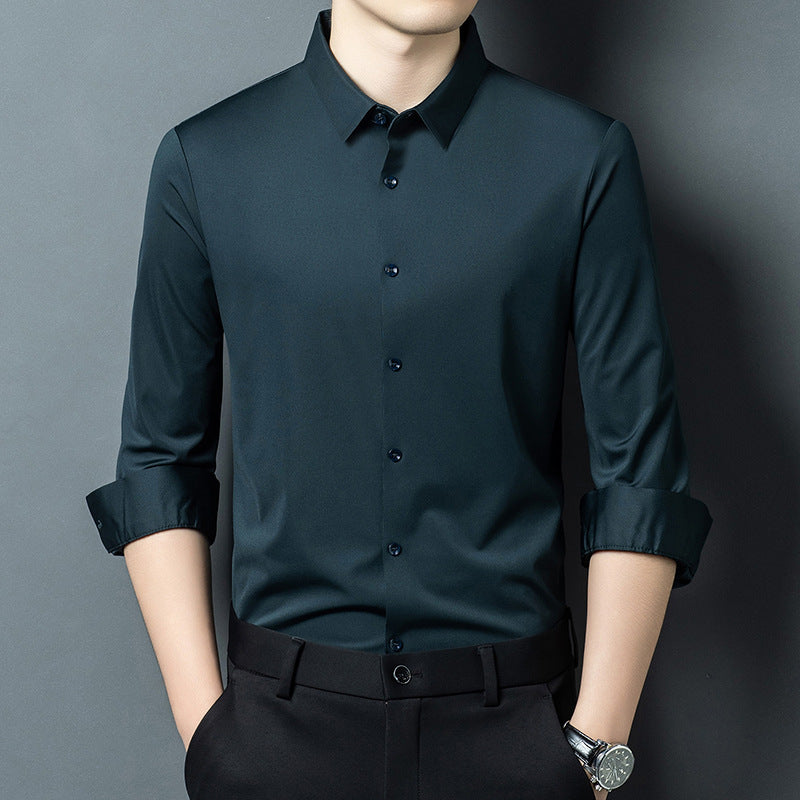 Chemise homme manches longues — fine, coupe droite — coloris