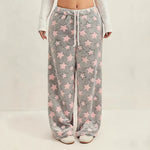 Pantalon de pyjama duveteux, imprimé lunes et étoiles
