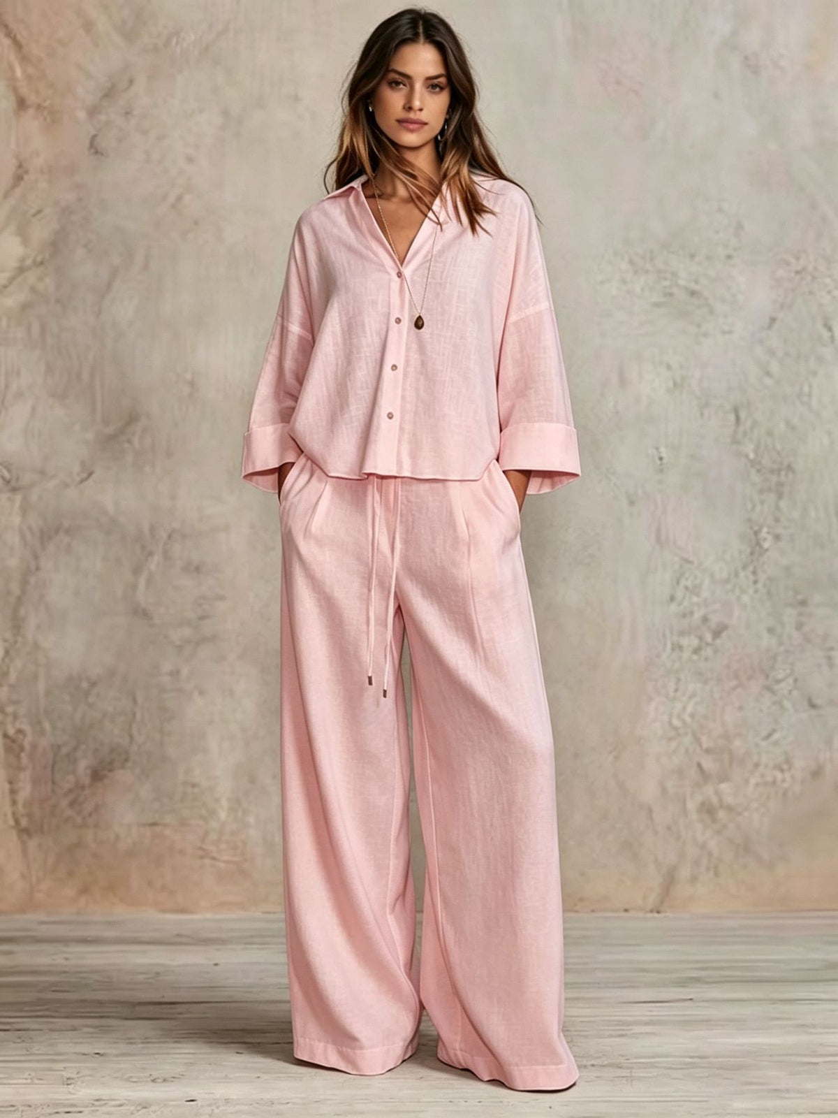 Ensemble 2 pièces — chemise ample et pantalon large — coloris