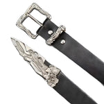 Ceinture mixte à boucle et embout ciselés, ligne western