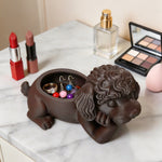 Pot de rangement chien caniche, pour bureau ou coiffeuse