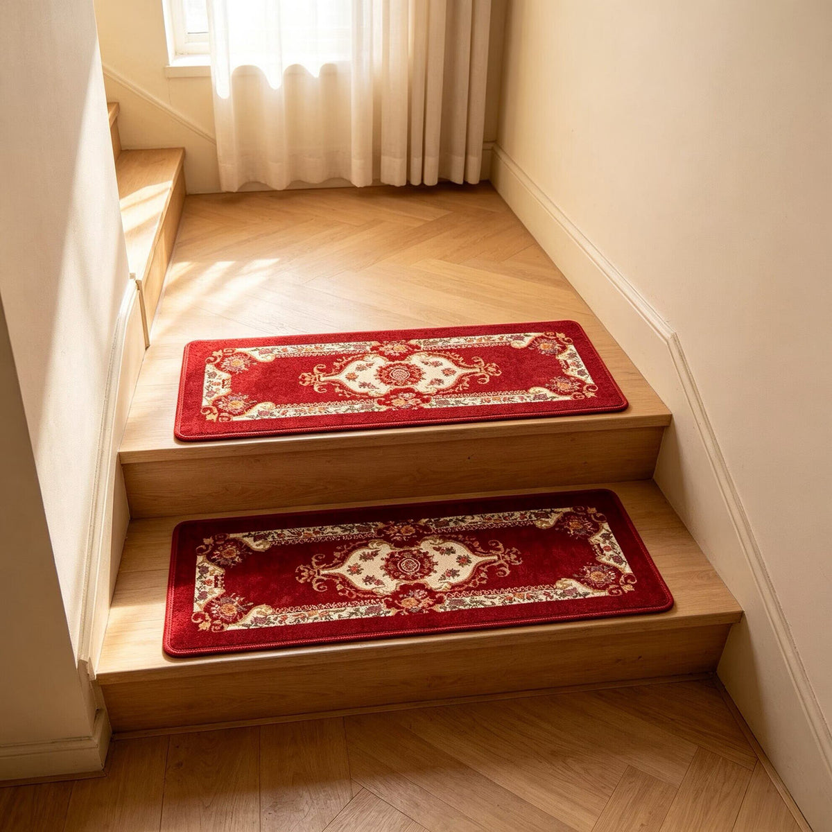 Tapis de marche d'escalier à motif floral — 30 × 75 cm