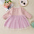 Robe bébé fille effet tweed et jupe en tulle — col en dentelle