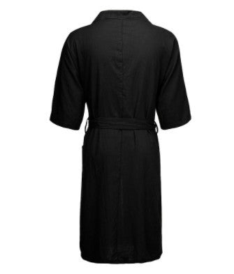 Peignoir long uni en lin mélangé — mixte