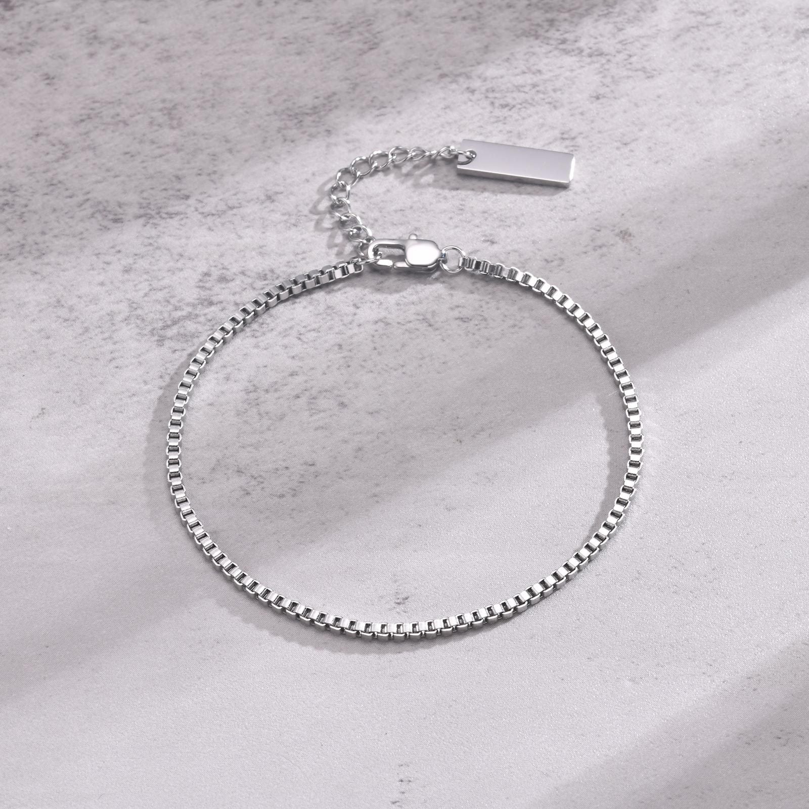 Bracelet maille box en acier inoxydable — 19 ou 21 cm, mixte