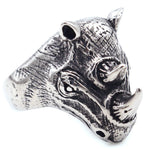 Bague homme tête de rhinocéros en acier titane