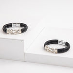 Bracelet homme en cuir tressé clouté — style rock, 17 versions