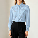 Chemise à empiècement de dentelle au crochet — coloris