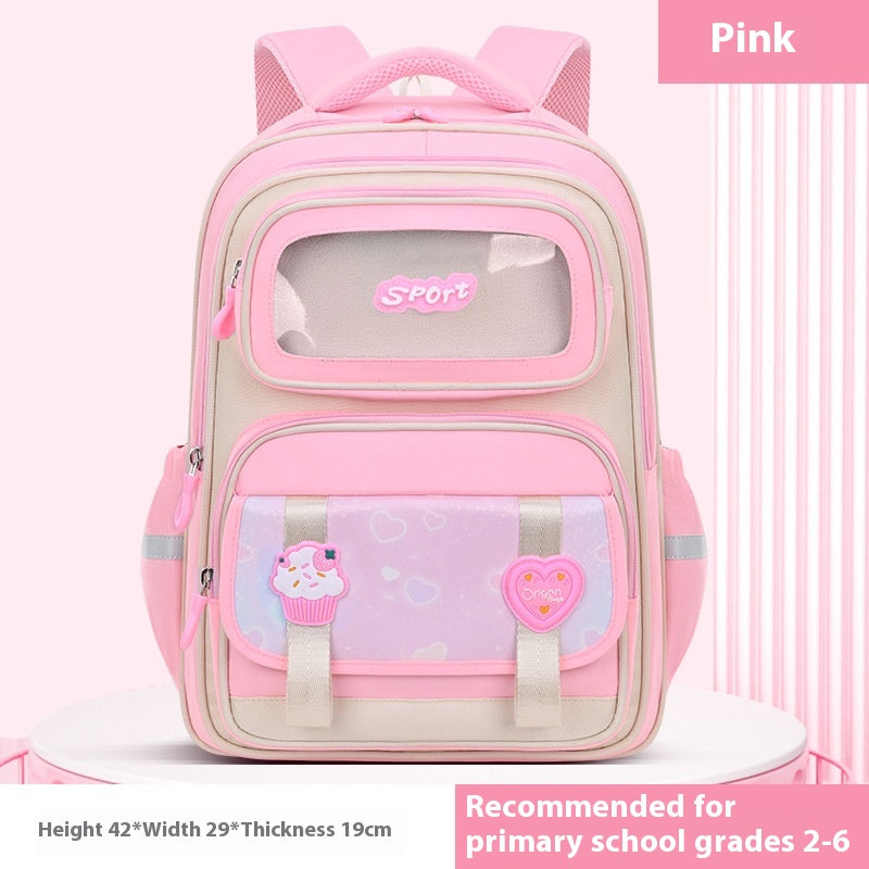 Cartable primaire à fenêtre transparente — dos matelassé — coloris