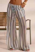 Pantalon de plage en maille crochet ajourée — motif vagues — coloris