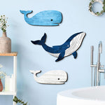 Décorations murales en bois — baleines, 35, 27 et 24 cm