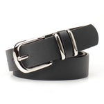 Ceinture femme à boucle argentée, coloris unis ou léopard — coloris