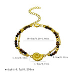 Bracelet femme double rang — coquillage et œil de tigre sur acier