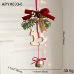 Suspension de Noël — cheval en bois, clochette et branche de — coloris