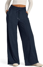 Pantalon large en molleton, pli marqué devant — coloris