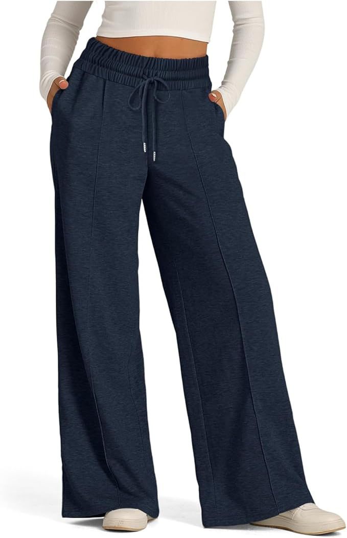 Pantalon large en molleton, pli marqué devant — coloris