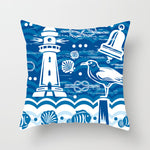 Housse de coussin à motifs marins, esprit méditerranéen