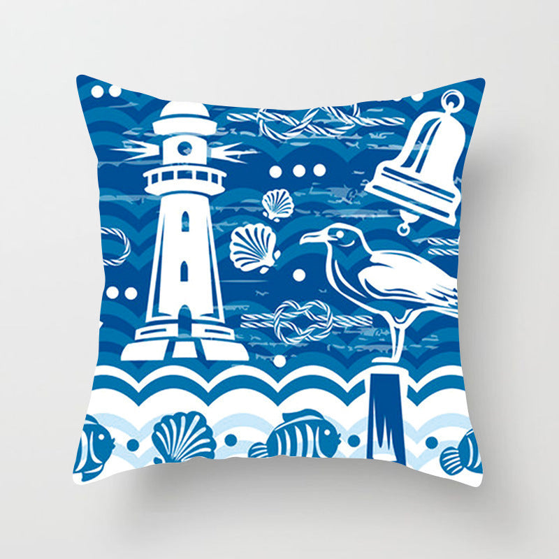 Housse de coussin à motifs marins, esprit méditerranéen