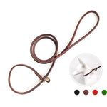 Laisse-collier coulissante en cuir tressé