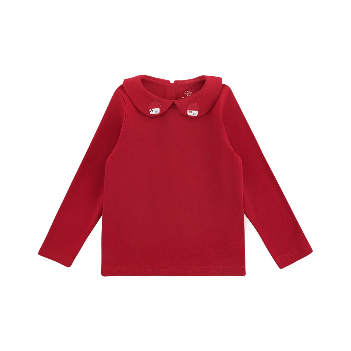 Tee-shirt fille à col Claudine brodé — manches longues — coloris