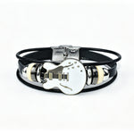Bracelet homme en cuir véritable motif guitare — boucle en a — coloris