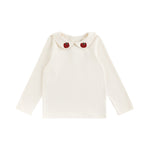 Sous-pull fille à col montant — motif brodé