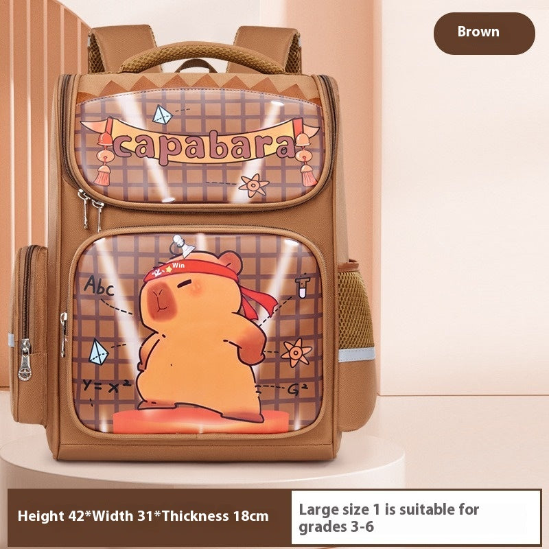 Cartable primaire à motif capybara — petit ou grand format